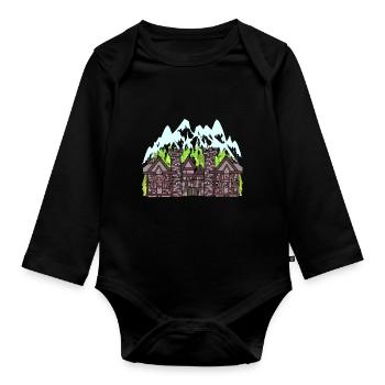 Mittelalter Ritter Burg Festung Schloss Märchen - Baby Bio-Langarm-Body - Schwarz - Vorne