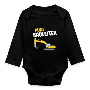 Baggerfahrer - Lustiges Bagger Bauleiter - Baby Bio-Langarm-Body - Schwarz - Vorne
