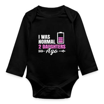 Ich war vor 2 Töchtern normal Design für eine - Baby Bio-Langarm-Body - Schwarz - Vorne
