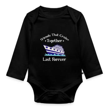 Cruise with friends Cruise ship - Organic Longsleeve Baby Bodysuit - black - Front