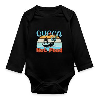 Queen of Hot Food / Spicy Food - Organic Longsleeve Baby Bodysuit - black - Front