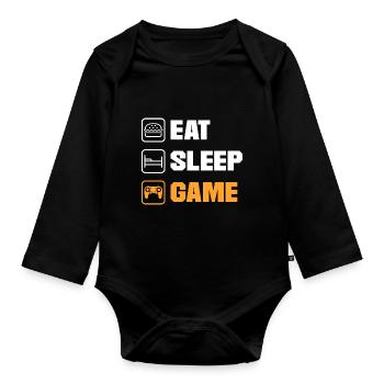 Eat Sleep Game Video Game Player Gaming Console Pc - Baby Bio-Langarm-Body - Schwarz - Vorne