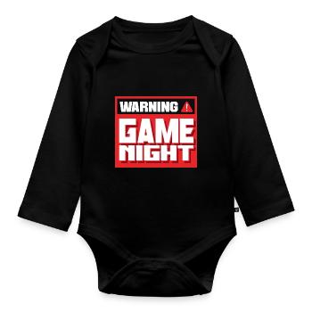 Warning Game Night Video Game Player Gamer Gaming - Baby Bio-Langarm-Body - Schwarz - Vorne