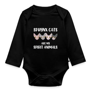 Sphynx Cats Are My Spirit Animals Nacktkatze - Baby Bio-Langarm-Body - Schwarz - Vorne