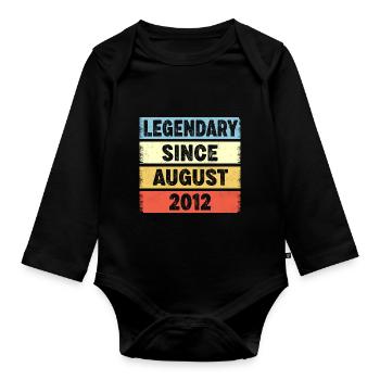 10 Years Old Legendary Since August 2012 10th - Organic Longsleeve Baby Bodysuit - black - Front