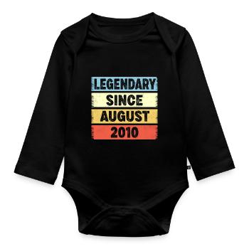 Legendary Since August 2010 12. Geburtstag - Baby Bio-Langarm-Body - Schwarz - Vorne