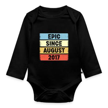 5 Years Old Epic Since August 2017 5th Birthday - Organic Longsleeve Baby Bodysuit - black - Front