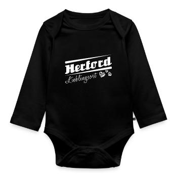 Herford - Lieblingsort mit Stadtnamen - Baby Bio-Langarm-Body - Schwarz - Vorne