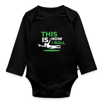 Baseball Baseball Bat Catch Ball - Organic Longsleeve Baby Bodysuit - black - Front