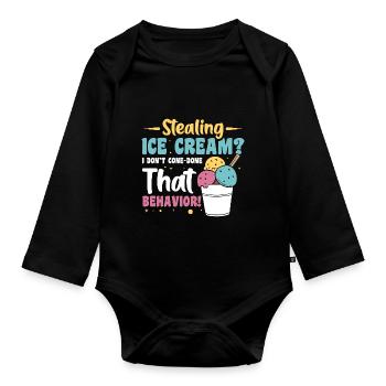 Stealing ice cream I don’t cone-done that behavior - Baby Bio-Langarm-Body - Schwarz - Vorne