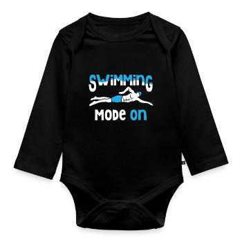 Swimmers Swimming 50 meters lane - Organic Longsleeve Baby Bodysuit - black - Front