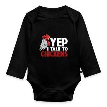 Funny Chicken For Men Women Crazy Chicken Farmer - Body Bébé bio manches longues - noir - Devant