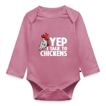 Funny Chicken For Men Women Crazy Chicken Farmer - Body Bébé bio manches longues - mauve - Devant