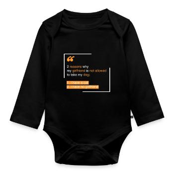 Cat: 2 reasons why my girlfriend - Organic Longsleeve Baby Bodysuit - black - Front