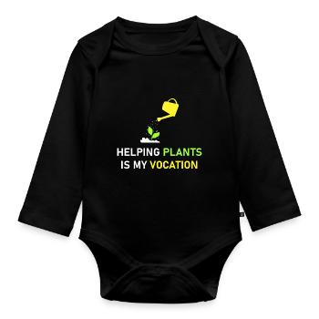 Aider les plantes est ma vocation - Body Bébé bio manches longues - noir - Devant