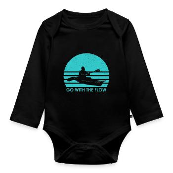 Go With The Flow Kayaking Rowing Canoe Rower Paddl - Baby Bio-Langarm-Body - Schwarz - Vorne