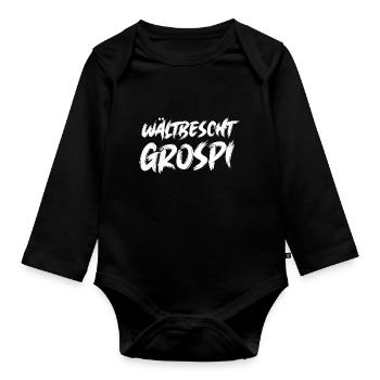Wältbescht Grospi Opi Schweiz Opa Schweizerdeutsch - Baby Bio-Langarm-Body - Schwarz - Vorne
