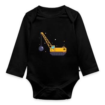 Abrissbirne Wrecking Ball Bagger Geschenk für Baua - Baby Bio-Langarm-Body - Schwarz - Vorne