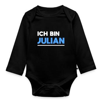 Julian Name Spruch für stolze Julians - Baby Bio-Langarm-Body - Schwarz - Vorne