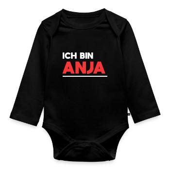 Anja Name Spruch für stolze Anjas - Baby Bio-Langarm-Body - Schwarz - Vorne