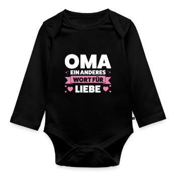 Oma Großmutter Omas Geschenk - Baby Bio-Langarm-Body - Schwarz - Vorne