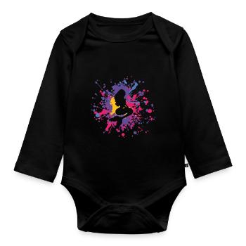 Sirène de coeur éclaboussure de couleur - Body Bébé bio manches longues - noir - Devant