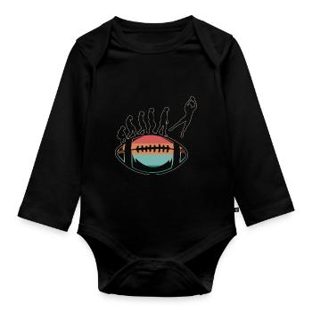 Rugby Ball Sport Player Retro Evolution Rugby Team - Organic Longsleeve Baby Bodysuit - black - Front