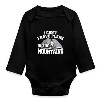 I Can't I Have Plans In The Mounatins Hiking Trekk - Baby Bio-Langarm-Body - Schwarz - Vorne