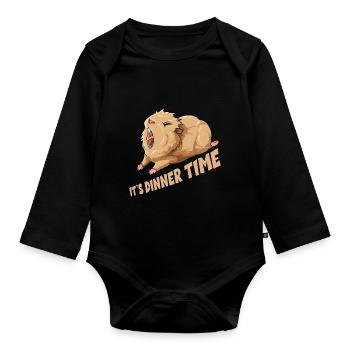 Meerschweinchen It's Dinner Time - Baby Bio-Langarm-Body - Schwarz - Vorne