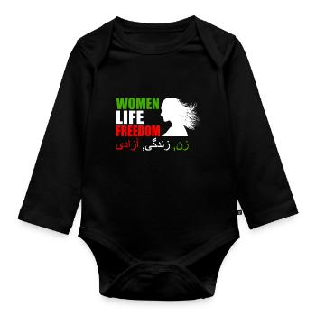 Women life freedom - Body Bébé bio manches longues - noir - Devant