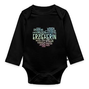 Retro Grafik Kindertagesstätte Babysitter Kindergä - Baby Bio-Langarm-Body - Schwarz - Vorne