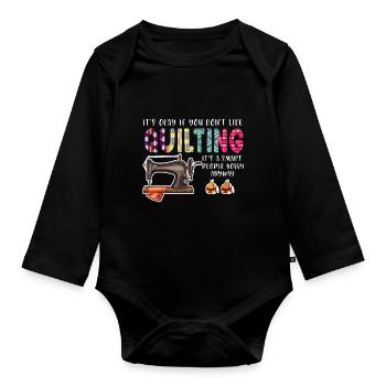 Quilten Quilten Quilting Maschine Geschenk - Baby Bio-Langarm-Body - Schwarz - Vorne