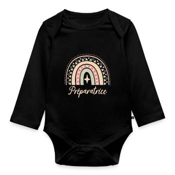 Cadeau Préparatrice. Boho Rainbow préparatrice. - Body Bébé bio manches longues - noir - Devant