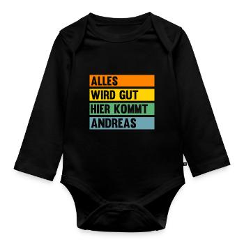 Andreas - Baby Bio-Langarm-Body - Schwarz - Vorne