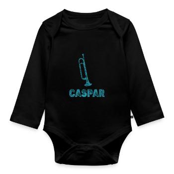 Blasmusik Caspar - Baby Bio-Langarm-Body - Schwarz - Vorne