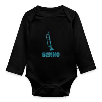 Trompete Benno - Baby Bio-Langarm-Body - Schwarz - Vorne