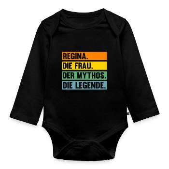 Vorname Regina - Baby Bio-Langarm-Body - Schwarz - Vorne