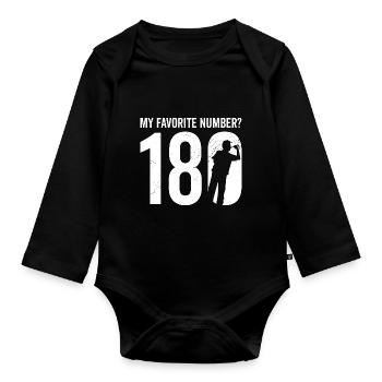 My Favorite Number? 180 Darting Dart Player Triple - Organic Longsleeve Baby Bodysuit - black - Front