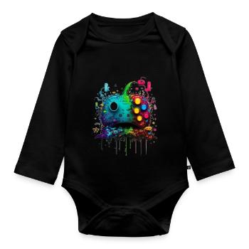 Neon Gaming Controller / Kontroller - Baby Bio-Langarm-Body - Schwarz - Vorne