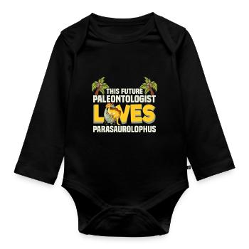 Dinosaurier - Baby Bio-Langarm-Body - Schwarz - Vorne