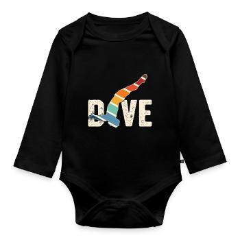 Retro Graphic Cliff Diver Cliff Diving Tombstoning - Organic Longsleeve Baby Bodysuit - black - Front