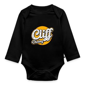Retro Graphic Cliff Diver Cliff Diving Tombstoning - Organic Longsleeve Baby Bodysuit - black - Front