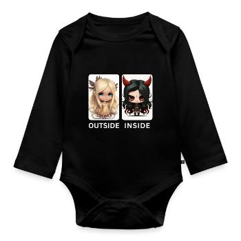 Engel und Teufel Sarkastisches Hemd - Baby Bio-Langarm-Body - Schwarz - Vorne