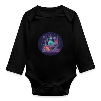 Laboratoire d’Alchimiste Magique avec Filets, Bouteilles - Body Bébé bio manches longues - noir - Devant