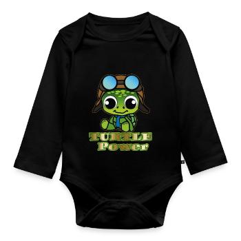 Turtle Power - Organic Longsleeve Baby Bodysuit - black - Front