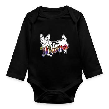 Pembroke Welsh Corgi Pembroke Welsh Corgi Mama - Organic Longsleeve Baby Bodysuit - black - Front