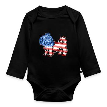 Shih Tzu Shih Tzu Flag - Organic Longsleeve Baby Bodysuit - black - Front
