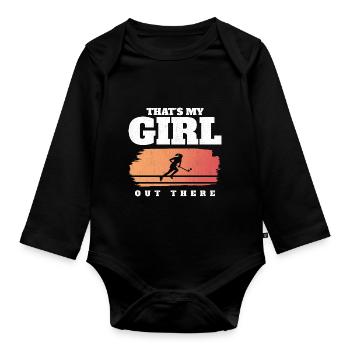 That's My Girl Out There Goalkeeper Field Hockey L - Baby Bio-Langarm-Body - Schwarz - Vorne