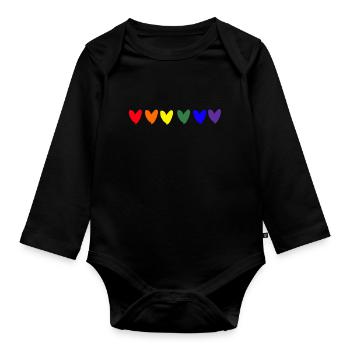 Pride Gay Lesbian LGBT Rainbow Parade - Organic Longsleeve Baby Bodysuit - black - Front