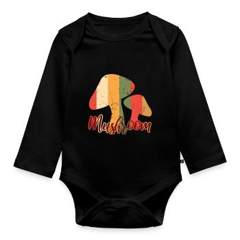 Mushroom Vintage Distressed - Baby Bio-Langarm-Body - Schwarz - Vorne